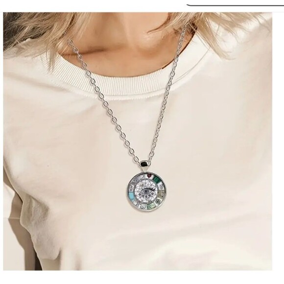 Bronze Rhinestone LUCKY EYE Symbols Pendant Chain Necklace - Picture 4 of 8